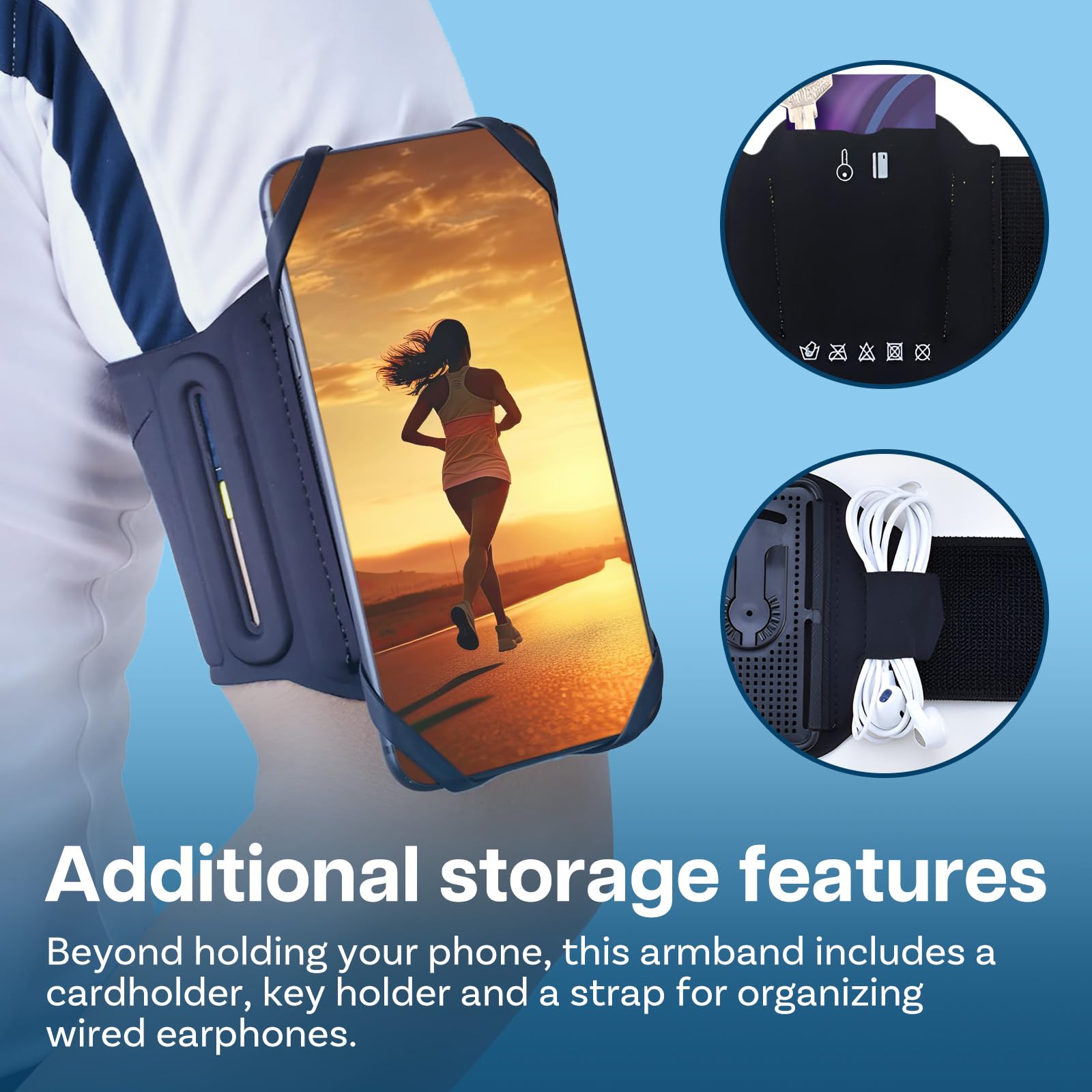MMOBIEL Sportarmband Handy 360° Drehbares Handy Armband Joggen – Handyhalterung für iPhone 17 16 15 14 13 Pro Max, Samsung Galaxy S26 S25 S24 S23 Serie – Passend für alle 4.5 – 7.5 Zoll Smartphones