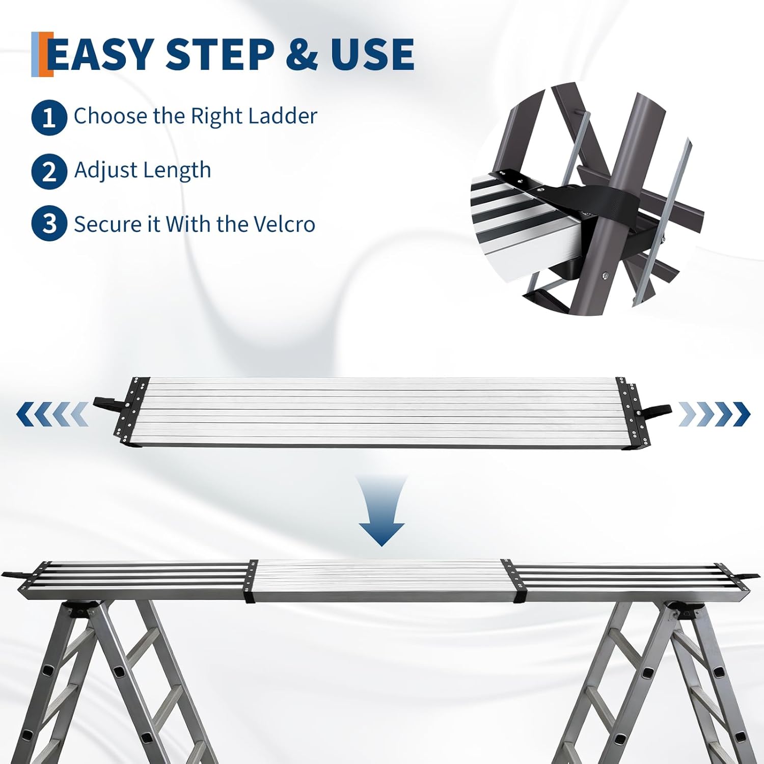 Aluminum Work Plank 8-13 ft, Telescoping Scaffolding Plank with 550 LBS Capacity & 12.4" Wide, Adjustable Lightweight Ladder Platform for Painting, Roofing, Window Cleaning