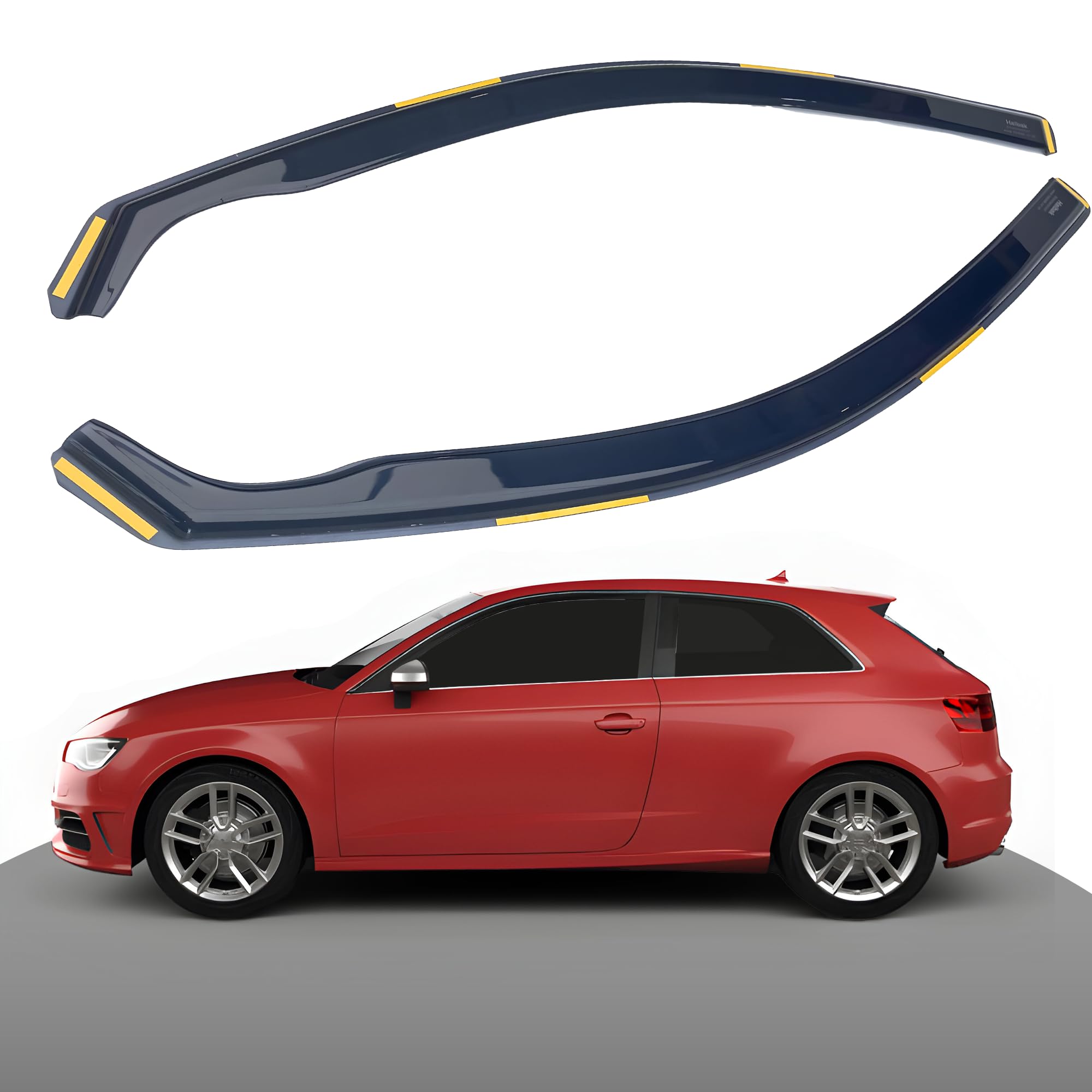 Haibak Wind Deflectors Set Compatible With Audi A3 053 Mk3 2013-2020 2 Doors 2pc in Channel Fitment
