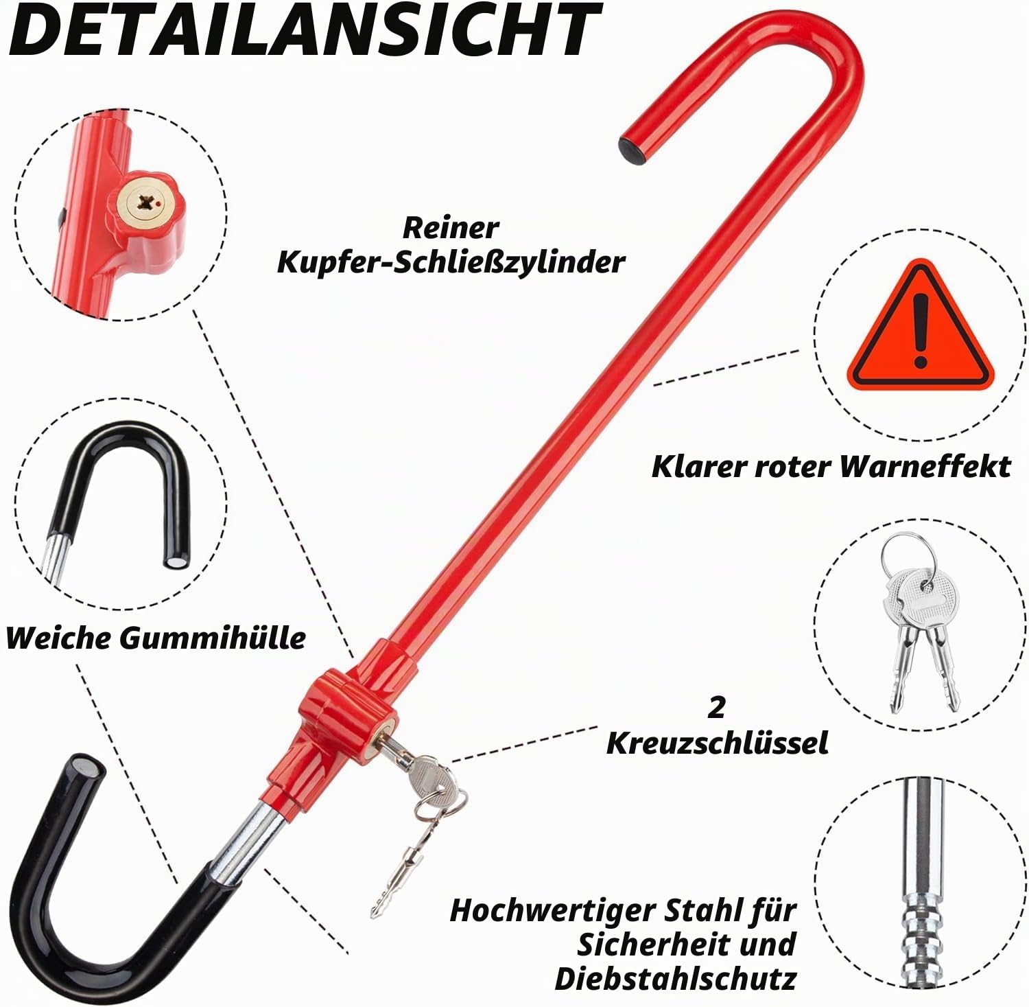 CARTMAN Lenkrad- und Bremspedalsperre – Verstellbares Anti-Diebstahl-Autogerät, geeignet für einen Abstand von 53 cm bis 76 cm zwischen Lenkrad und Pedal.