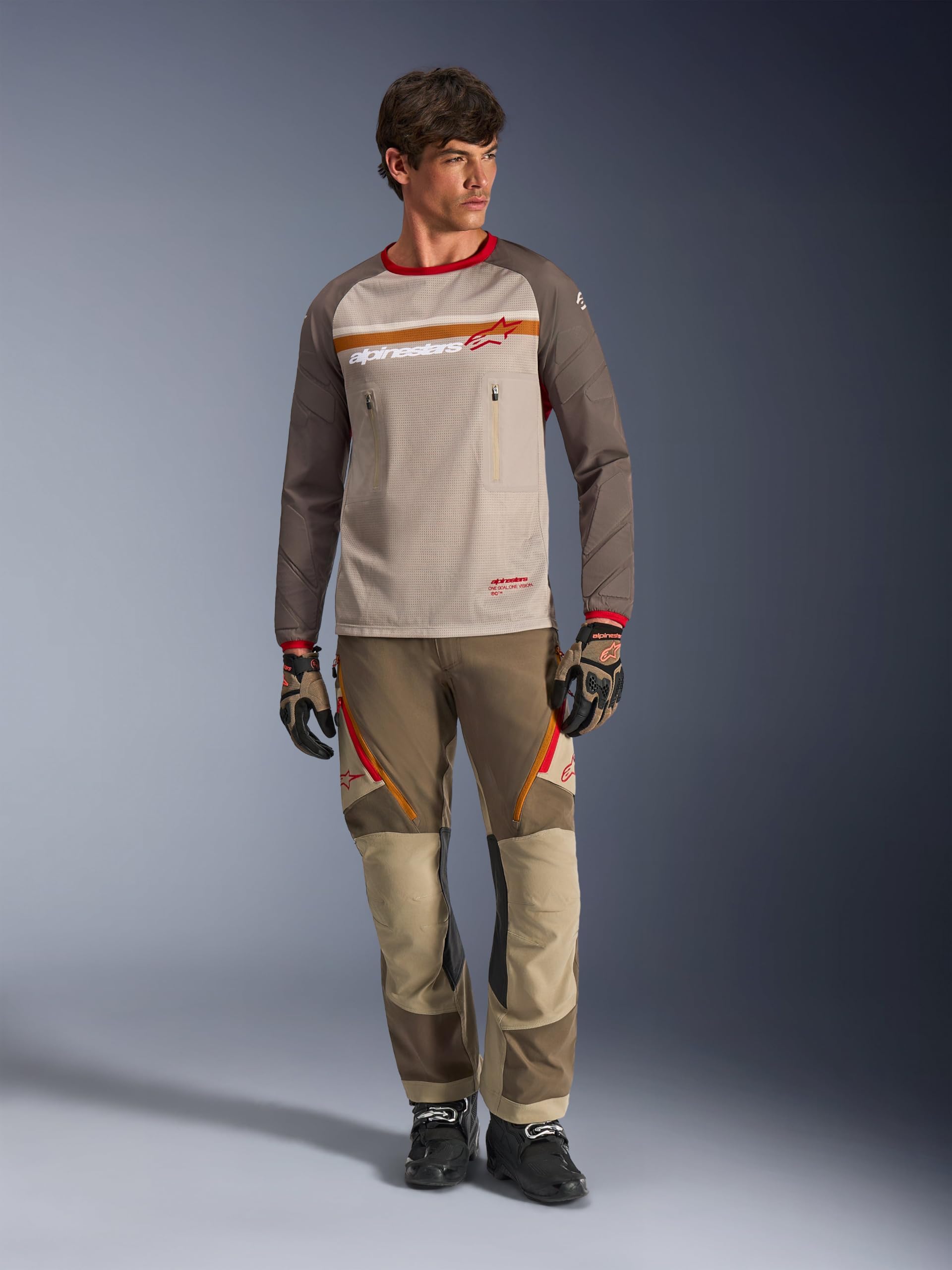 Alpinestars Maxdura Dual Maglia Motocross, grigio/marrone, L