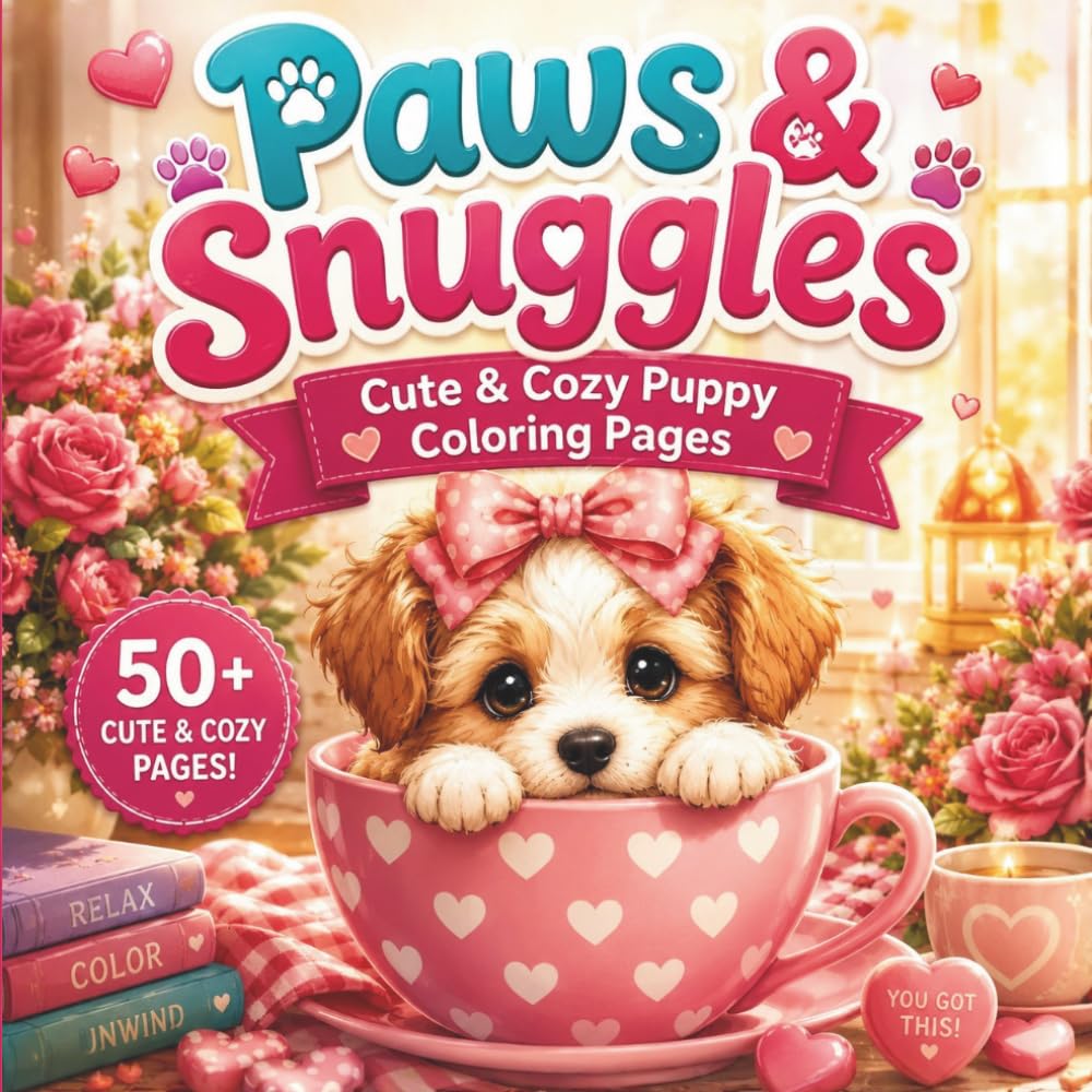 Paws & Snuggles: Cute & Cozy Puppy Coloring Pages for Relaxation, Mindfulness, and Creative Fun