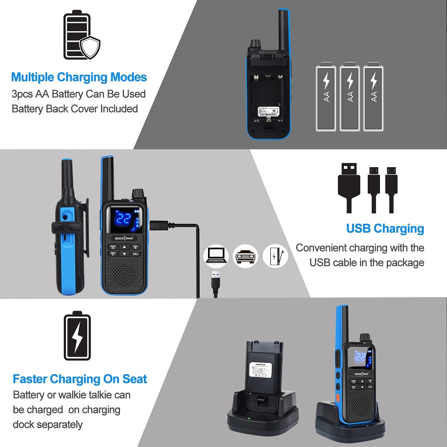 SOCOTRAN T82 Walkie Talkie charging via USB