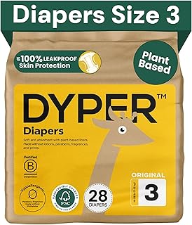 DYPER Bamboo Baby Diapers Size 3 | Natural Honest Ingredients | Cloth Alternative | Day & Overnight | Plant-Based + Eco-Fr...