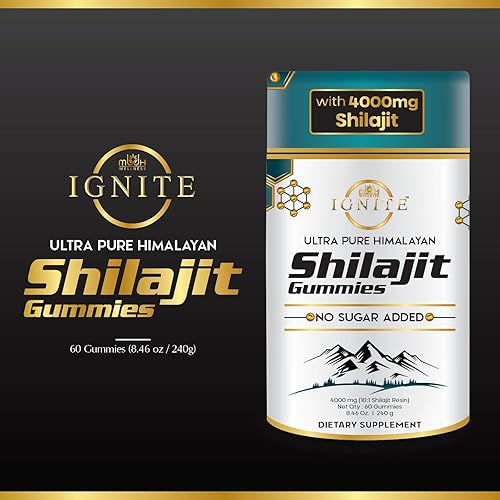Miniatura 3 de Gomitas Shilajit del Himalaya puras de 4000 mg, sin azúcar con Ashwagandha KSM-66, Gokshura y 75% ácido fúlvico, 60 gomitas