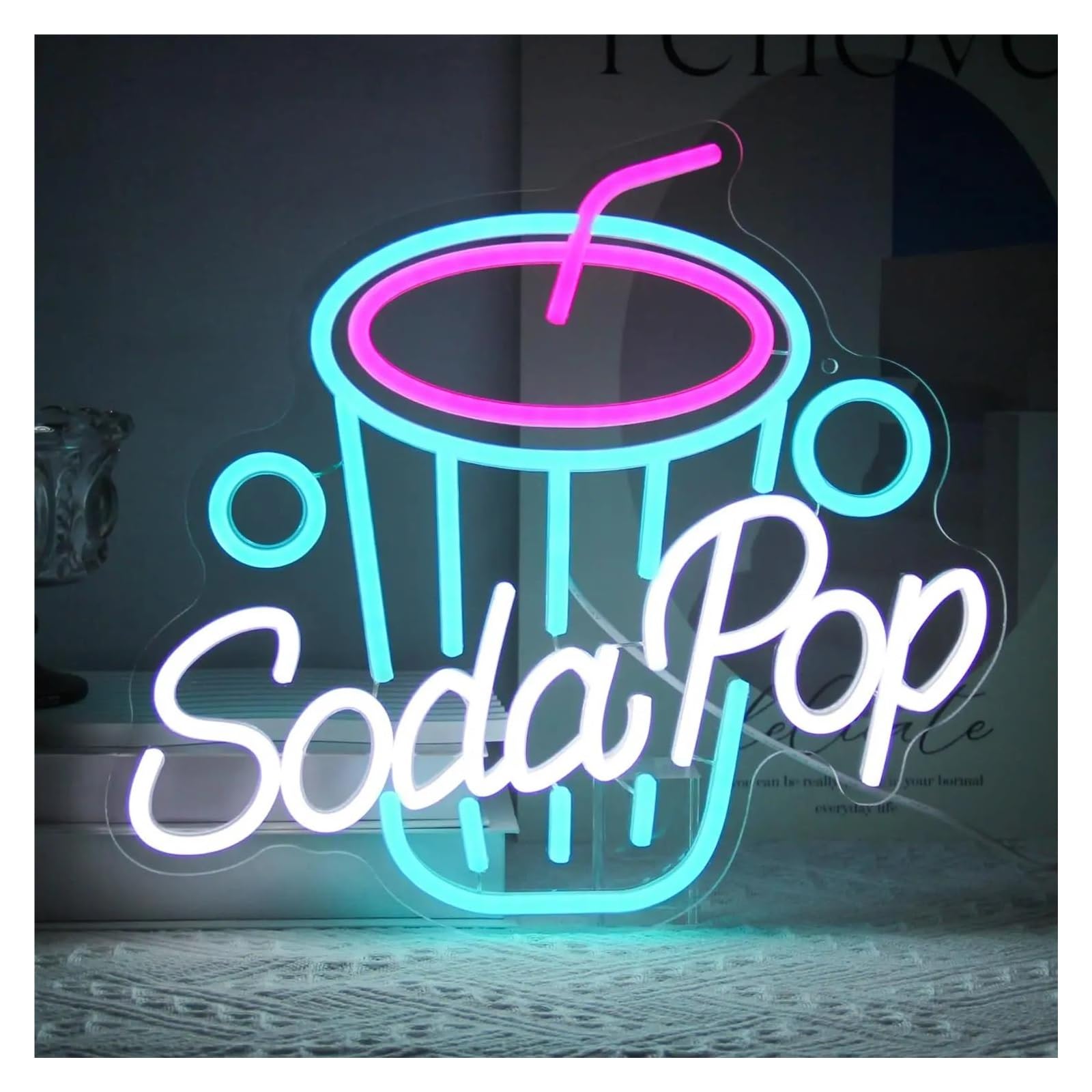 RONGCH Hanging Art Signs Soda Pop Neon Sign Dimmable for Business Food Drink Restaurant Dessert Shop Bar Kitchen Wall Decor 35.5x32.5cm