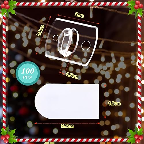 Miniatura 2 de Blulu 100 clips de luz de Navidad, mini clips de luz para decoración de cadena de luces, mini clips de pared adhesivos para colgar decoraciones