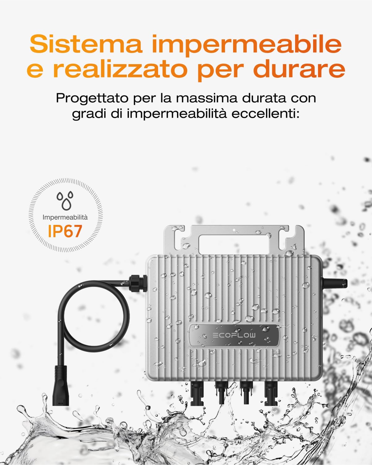 EcoFlow STREAM Micro inverter, inverter solare intelligente Wi-Fi per centrali elettriche da balcone, inverter PV per 2 pannelli solari, IP67 impermeabile, MPPT integrato, controllo app