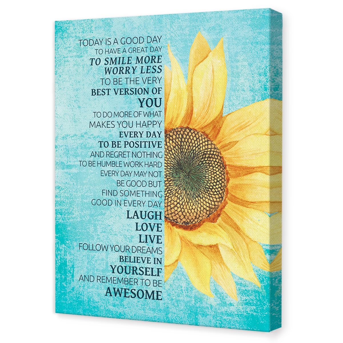 Today Is a Good Day to Have a Great Day Wall Decor,Inspirational Canvas Wall Art,Positive Quotes Wall Decor,Sunflower Wall Art for Home Office