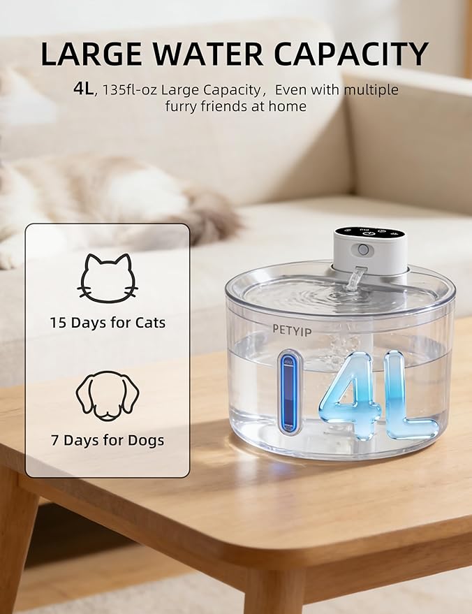 Fuente de Agua para Gatos Acero Inoxidable 4L, Automática con Batería miniatura 7