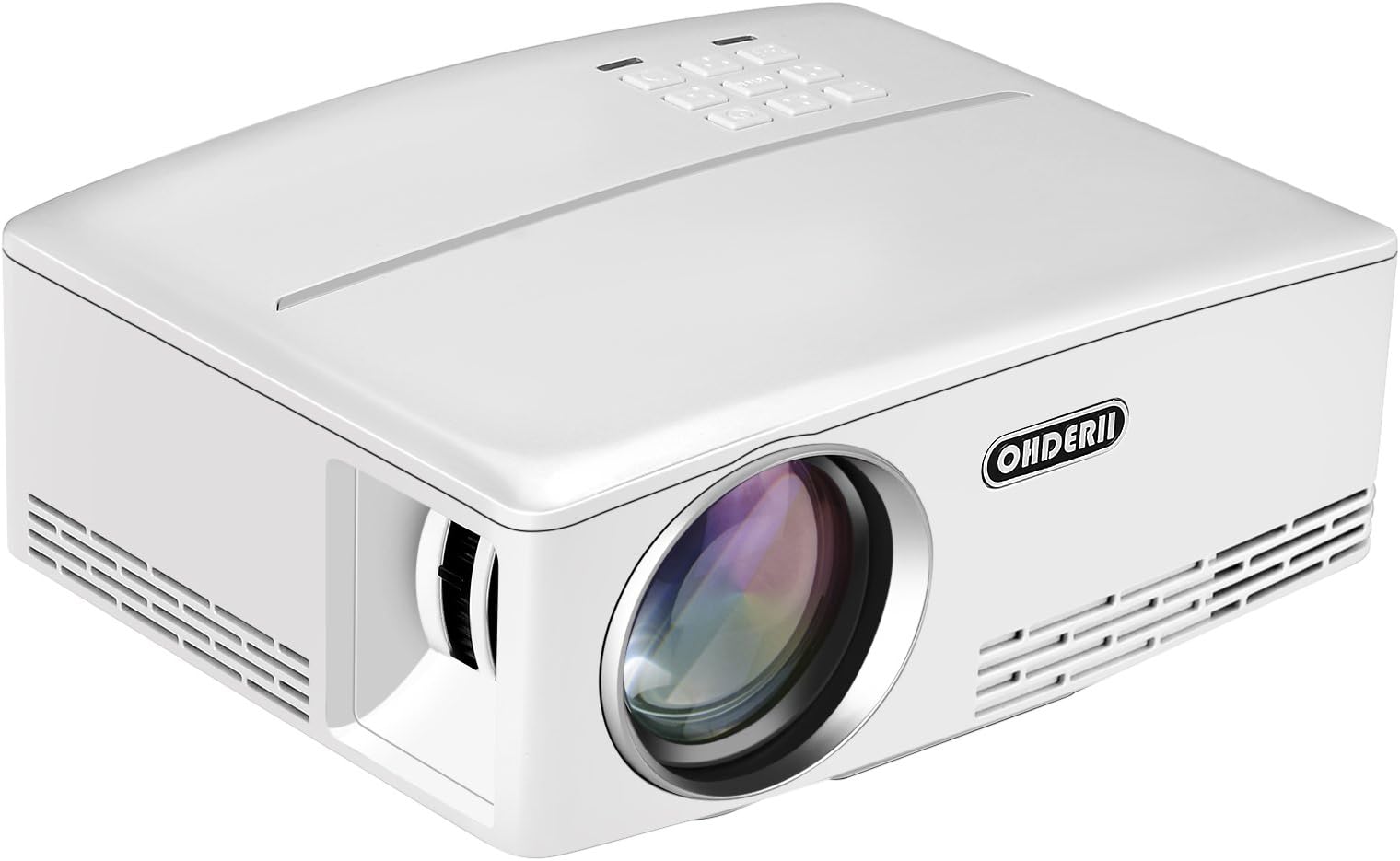 Projector, ohderii 2018 Newest Upgraded LED Video Projector +30% Lumens for 180” Home Theater Support HD 1080P VGA AV USB for Laptop iPhone/iPad SMA for Watching (White)