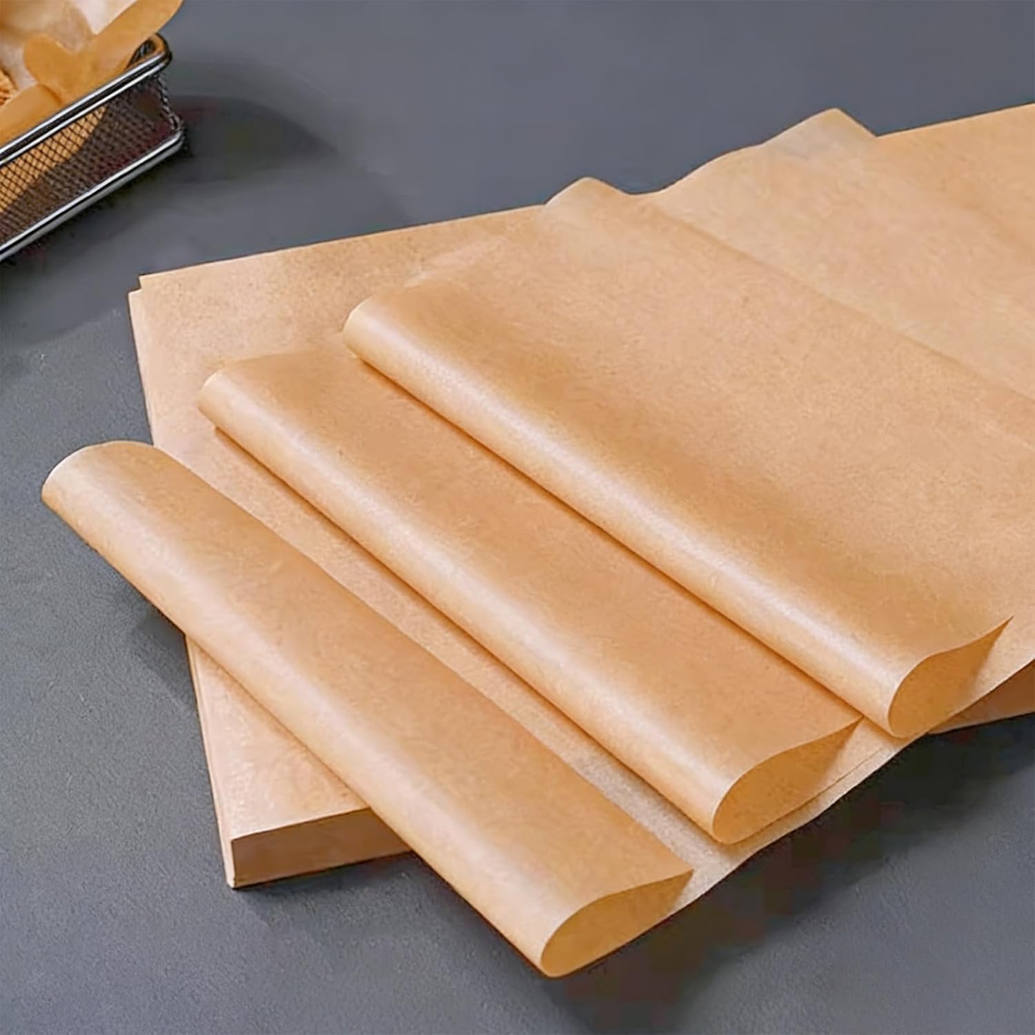 ROOM127 9x13 Inch Parchment Paper Sheets, 300 Count Unbleached Precut Baking Paper, 38 GSM Non-Stick Natural Brown Liners for Quarter Sheet Pan, Oven, Air Fryer, Steaming and Cooking