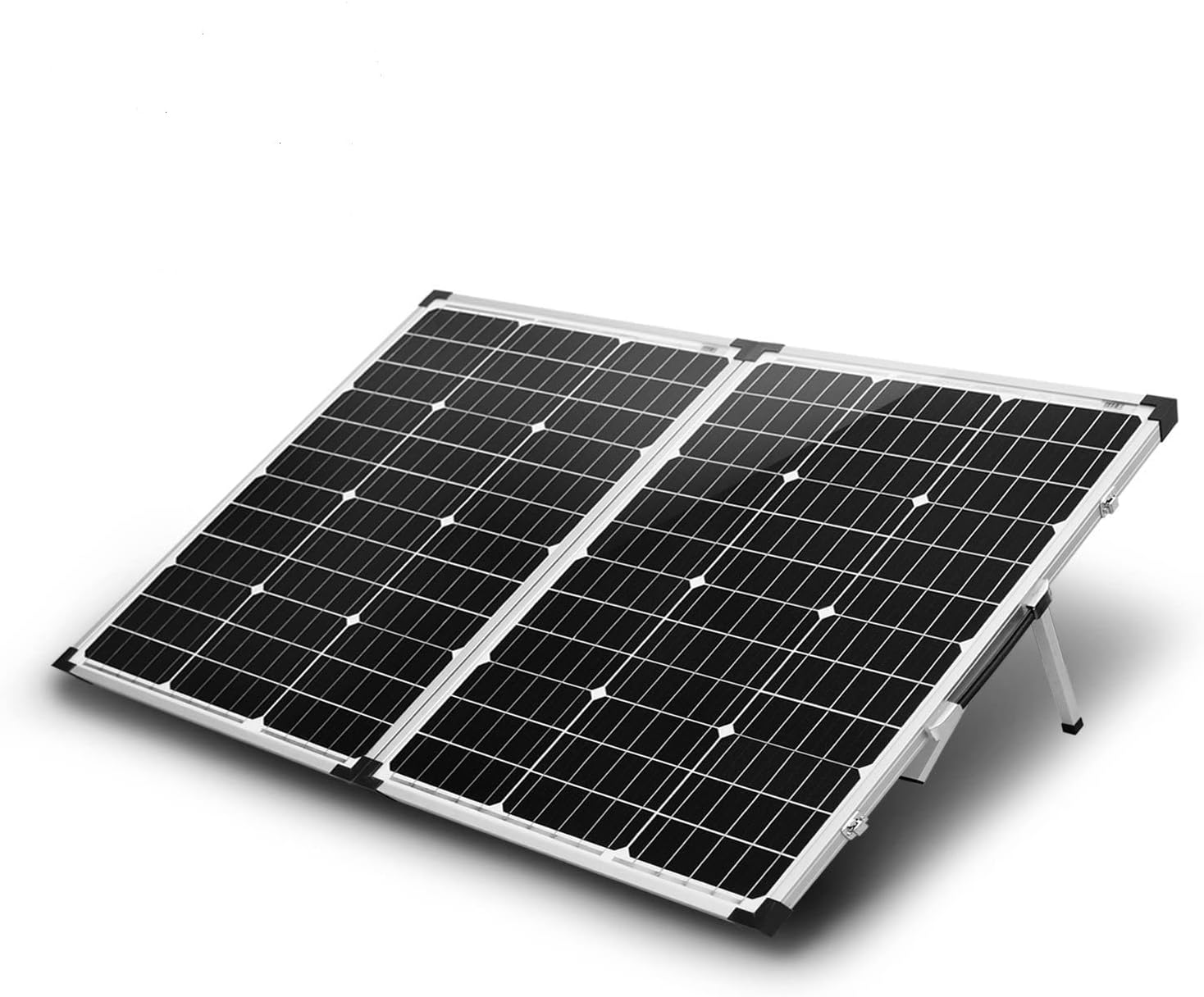 100 Watts 12Volts Monocrystalline Solar Panel with Energy-efficient Tech Kit Includes 20Amp PWM Controller, 20ft Tray Cable, 20ft MC4 Cable, Z Brackets (Folding 2Pcs 50W Solar Panel)