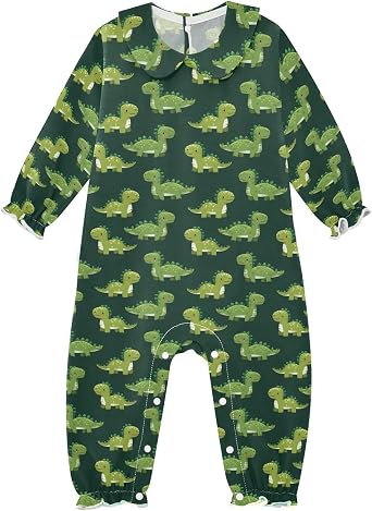 Infant Baby Clothing Dinosaurs with Nelly Bro Writ Pattern Jumpsuit Romper Newborn Outfit One Piece Sleepwear 3-24M