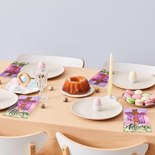 Miniatura 6 de Zhanmai 200 servilletas desechables de papel con texto en inglés Happy Easter He Is Risen para invitados, servilletas decorativas de Pascua, mesa,