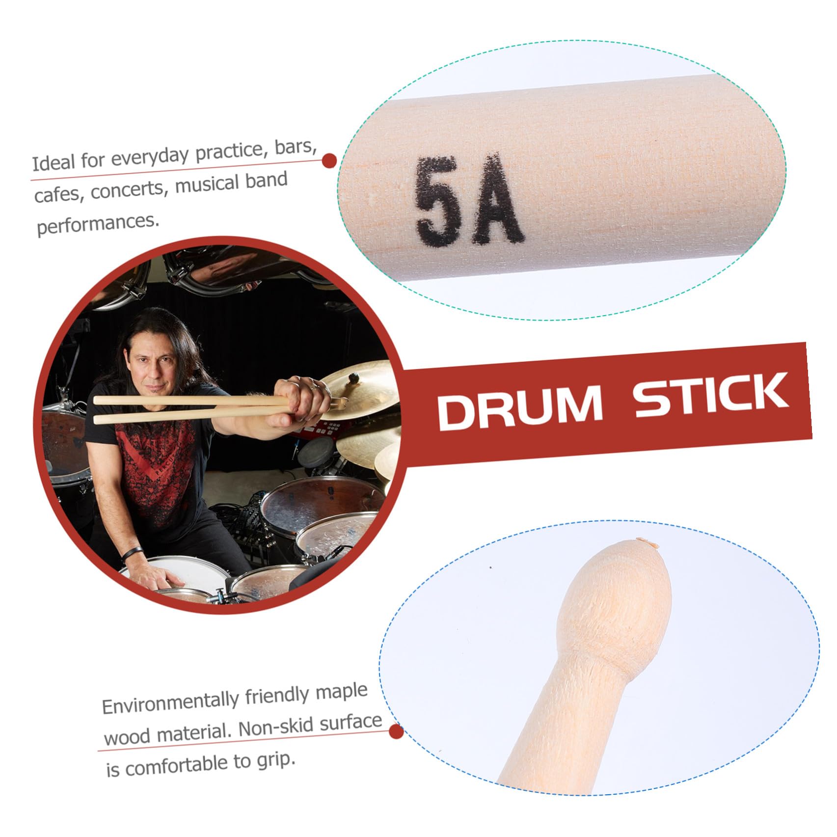 20 Stück Teiliges Ahornholz Drumsticks mit Glatter Oberfläche und Komfortablem Griff Professionelle Schlagzeugstöcke für Musiker Anfänger und Drum Liebhaber Langlebig und