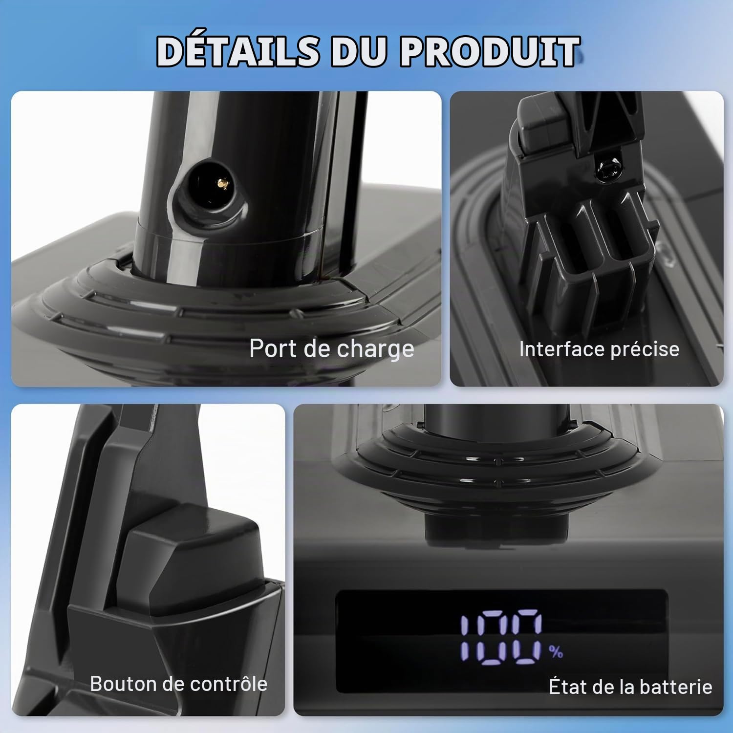 Batterie Remplacement Li-ION 8000 mAh pour Dyson V8, écran LCD, Compatible avec V8 Animal/Absolute/Motorhead/Fluffy/SV10