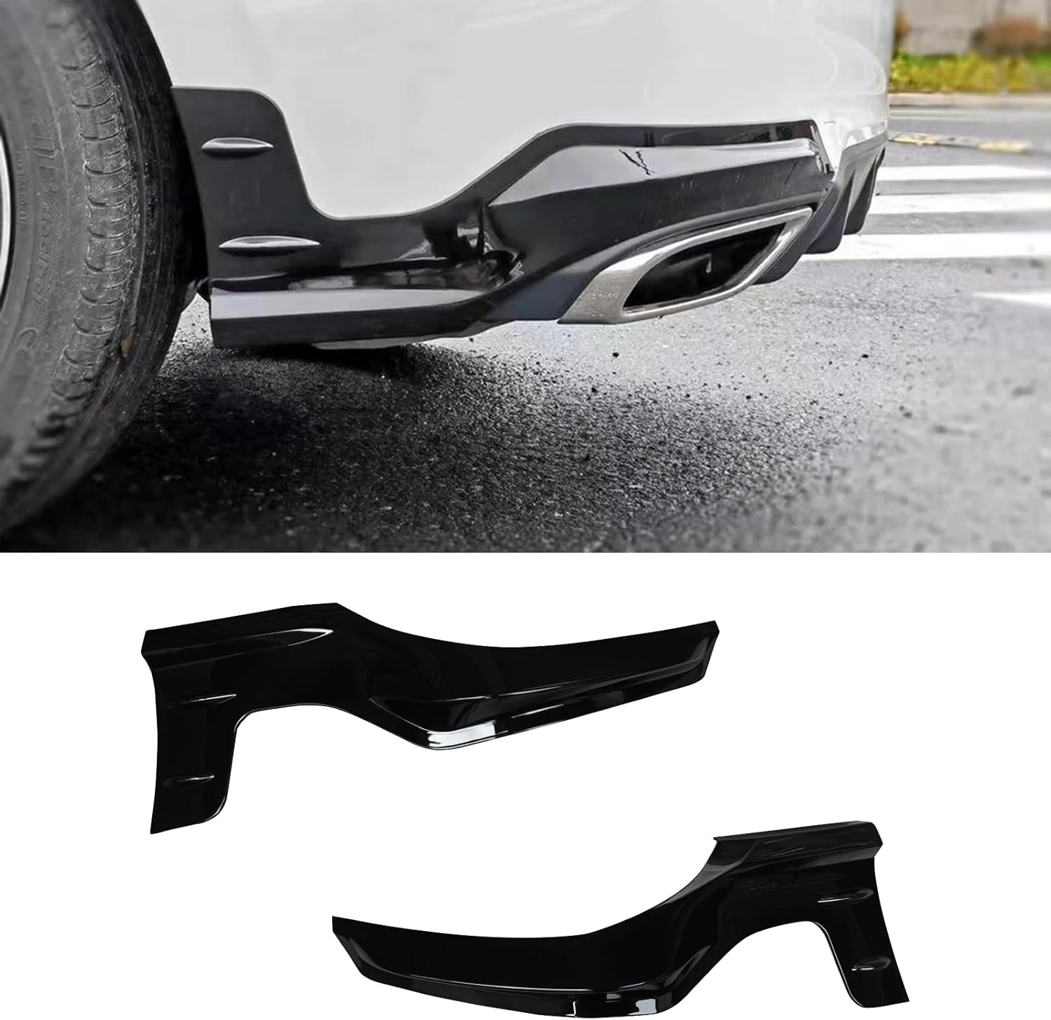 Amazon.com: YOUNGERCAR Gloss Black Rear Bumper Winglets Splitter for ...