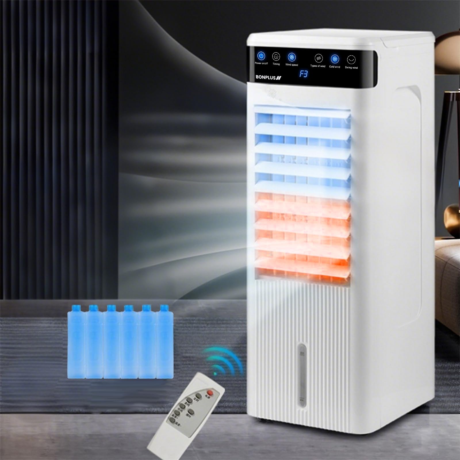 Climatizador de Frío y Calor, 3 en 1: Enfría, Calienta y Humidifica, Ventilador con Oscilación, Aire Acondicionado Portátil, Hogar