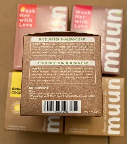 Miniatura 9 de Muun Paquete de 3 barras de champú y acondicionador de agua de arroz, crecimiento del cabello, engrosamiento, fortalecimiento, anti pérdida de