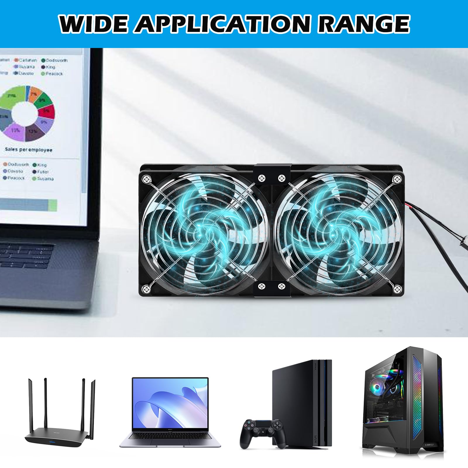 2 Pièces 120mm Ventilateur pour Boîtier PC, Ventilateur PC avec Contrôle de Vitesse, Ultra Silencieux, Double Roulement à Billes, AC 220V 2750 tr/min, Ventilateurs de Boîtier pour PC, Laptop, Routeurs