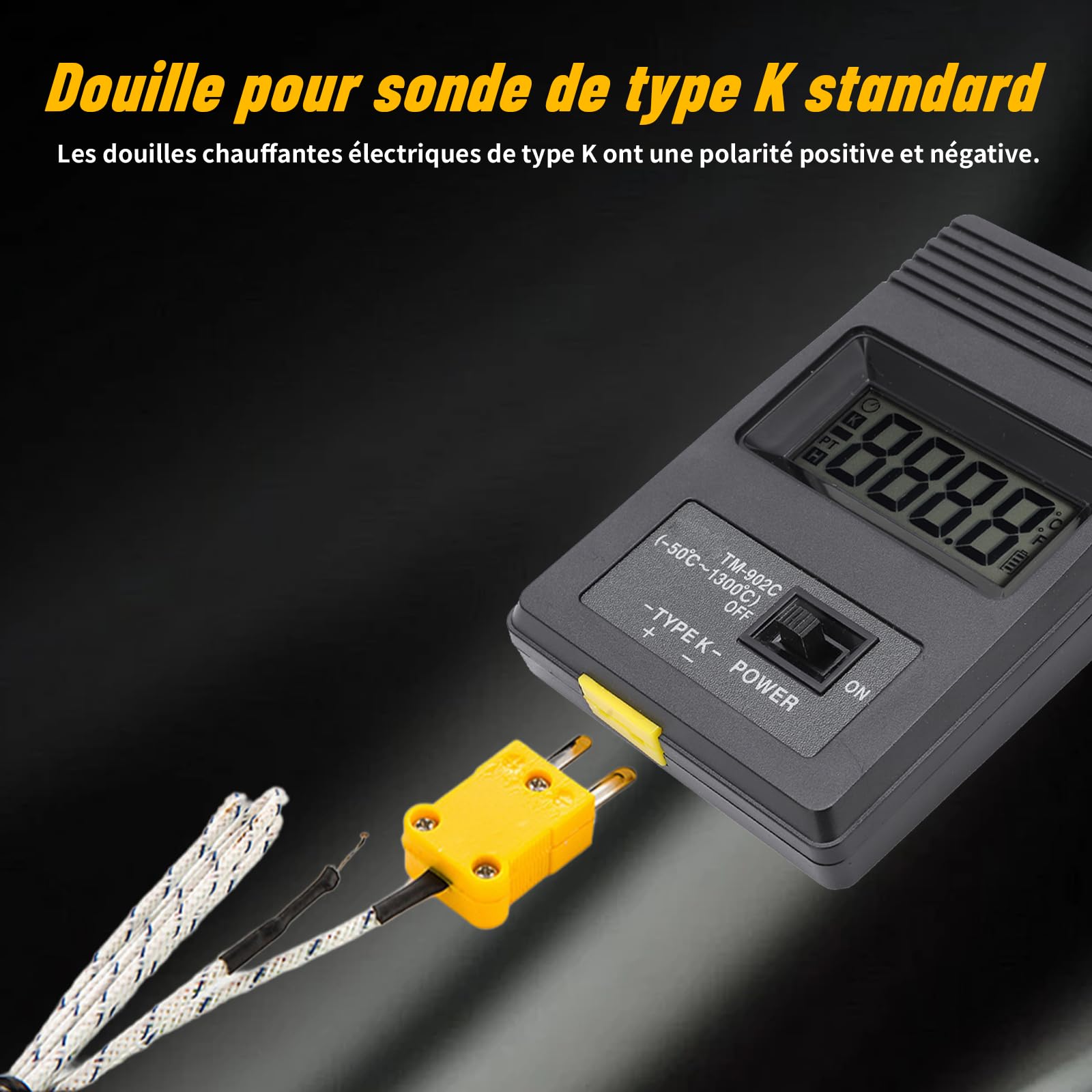 Type K Thermocouple Thermomètre, -50~1300℃ Thermomètre numérique Testeur de Température à Thermocouple Type K, Type De Contact Thermomètres Avec 2 Thermocouples pour Gaz, Liquides