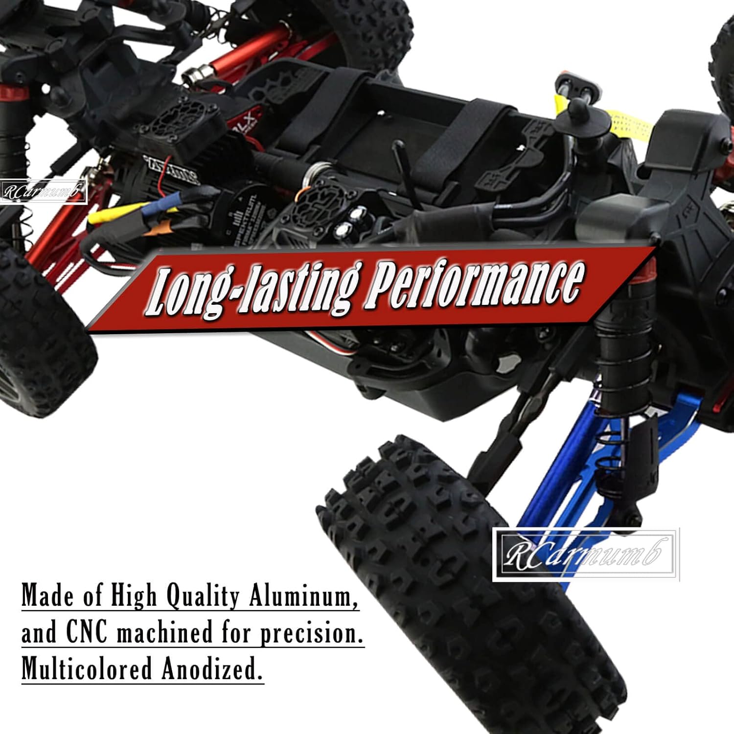 Suspension A Arms Upgrades Part for Arrma 1/8 Typhon 3S BLX 4x4, 1/10 Big Rock 3S BLX V3,4-Pack Aluminum Front Rear RC Swings Arms Hop Ups,Replace Part#AR330543 AR330540,Navy Blue