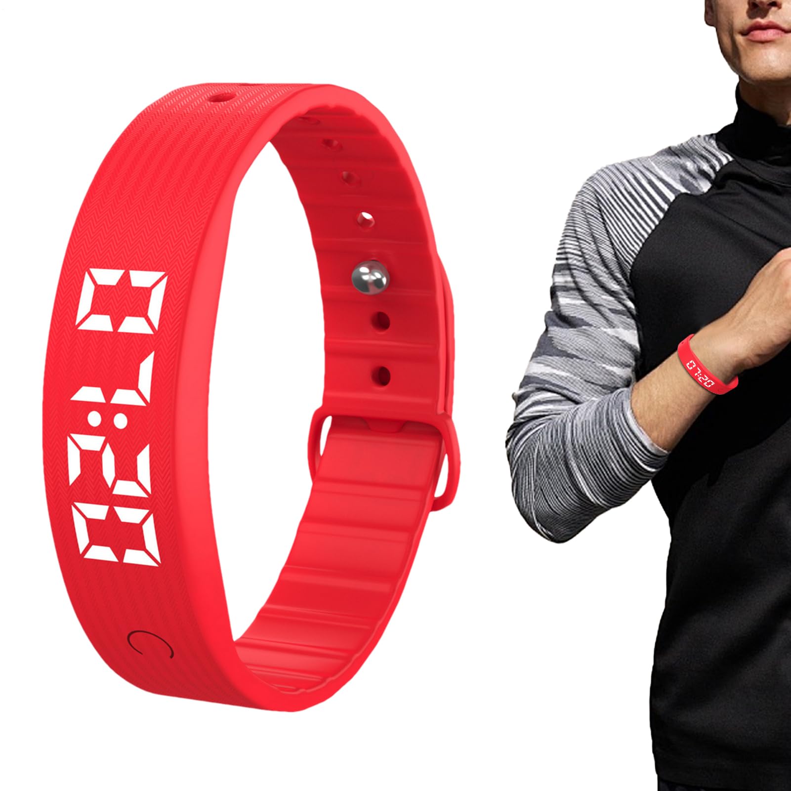 2. Bracelet d'alarme vibrant, bracelet silencieux, rechargeable par USB, avec 8 alertes personnalisées, fonction d'alarme discrète pour adultes, étudiants, voyage, maison, horloge, 24 cm