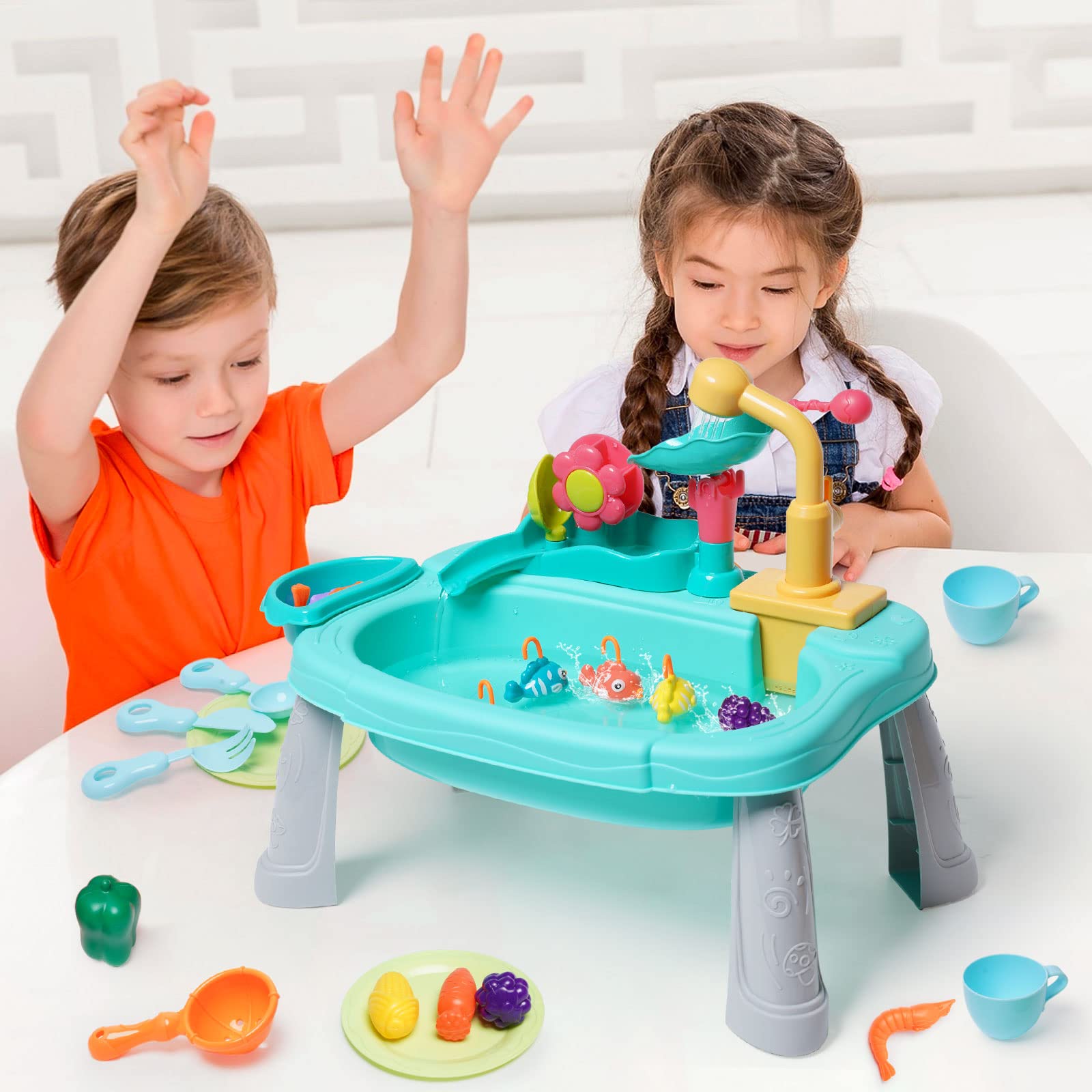 Ark miido Giocattolo per lavello da Cucina Giocattoli per lavello da Cucina, Sistema Automatico di Ciclo dell'Acqua, Giochi di finzione per Ragazze e Ragazzi