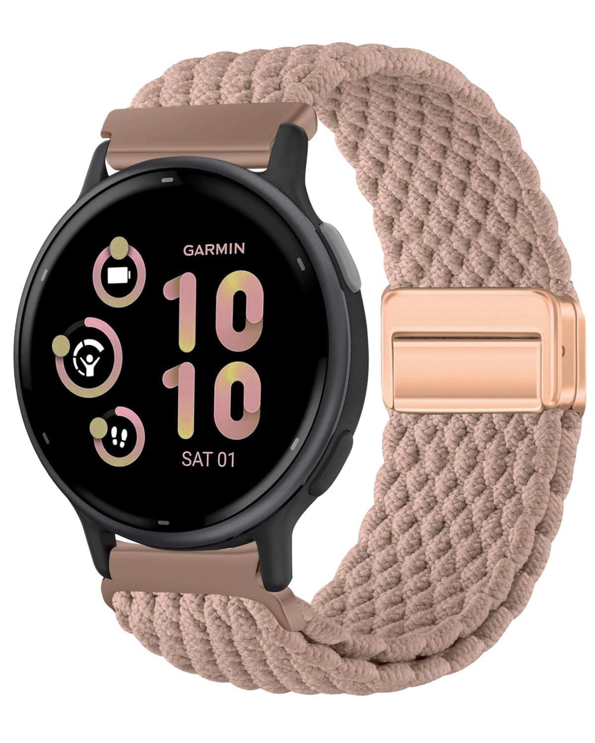 Braided Nylon Band Compatible with Garmin Vivoactive 6/ Vivoactive 5/3 Watch Band, 20mm Stretchy Strap Replacement for Garmin Venu/Venu Sq/Vivoactive