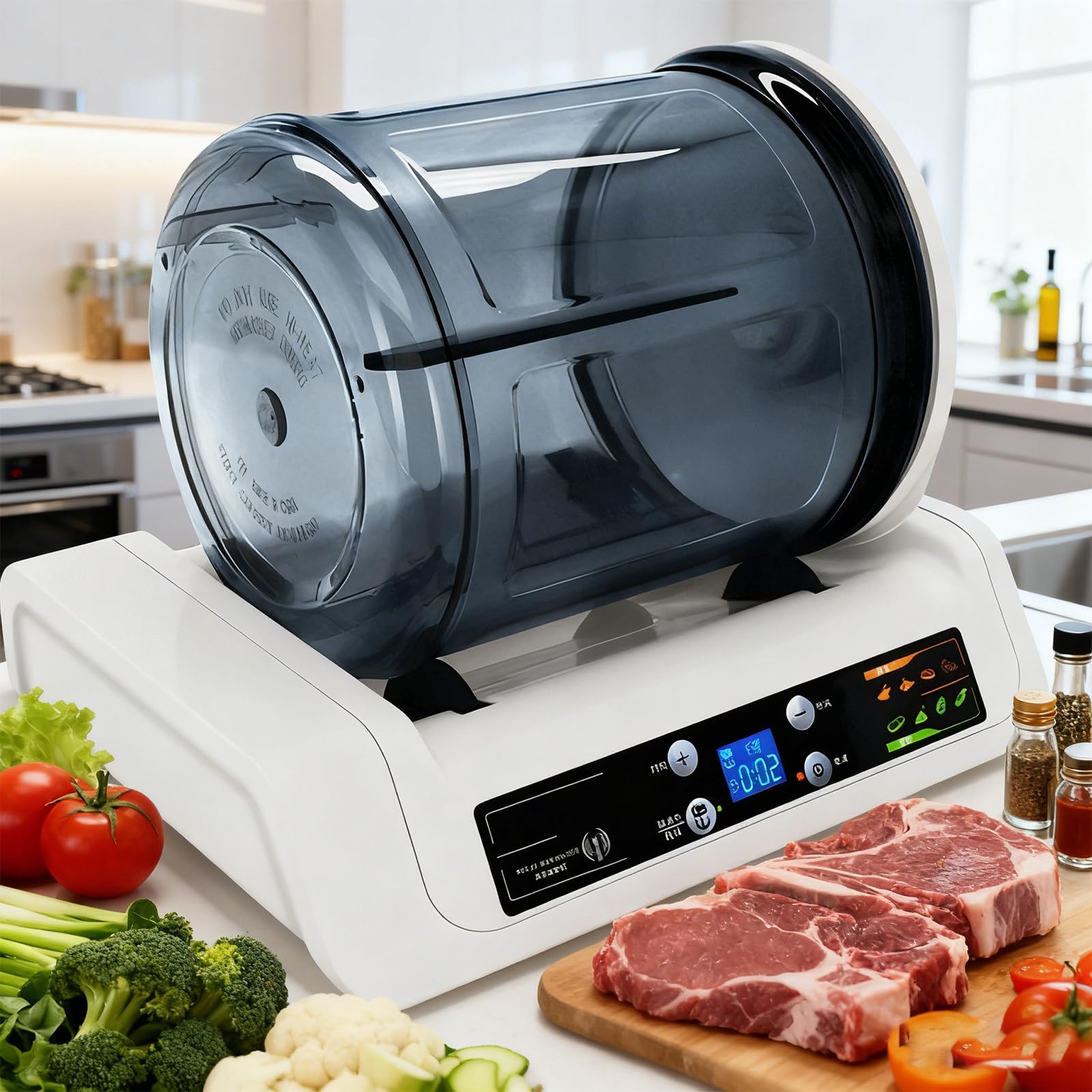 Marinador comercial para carne, marinador al vacío de 5 litros con control táctil para carne de res, cerdo, pollo, cordero, herramienta eficiente de preparación de carne