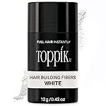 Toppik Hair Building Fibers, White, 12g Fill In Fine or Thinning Hair, Instantly Thicker, Fuller Looking, 9 Shades for Men & Women, Keratin Protein Formula