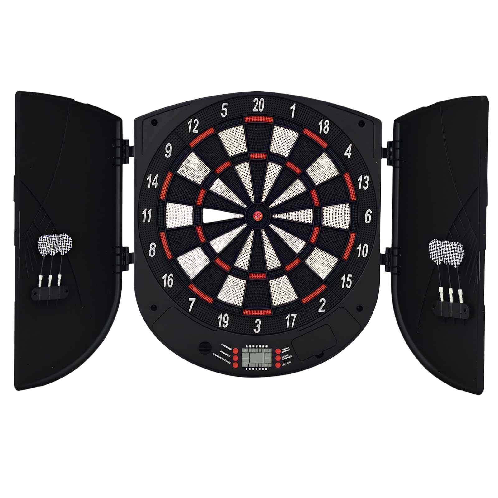 HOMCOM Electronic Dartboard Set 26 Games and 185 Variations with 6 Darts and Cabinet to Stroage Multi-Game Option Ready-to-Play