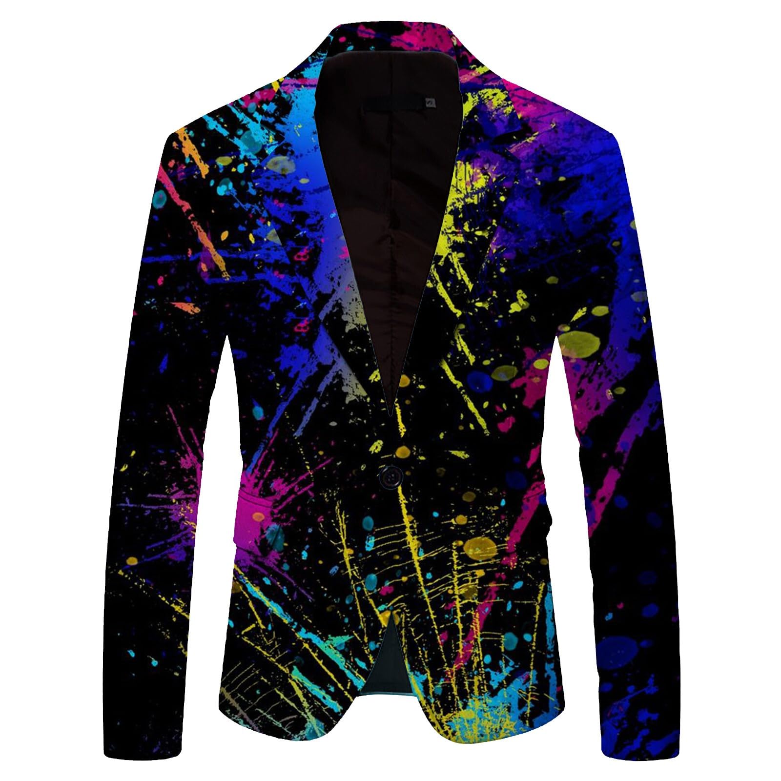 Veste graffiti pour homme multicolore – Impression 3D Veste de costume au look arc-en-ciel Blazer élégant pour bal de fin d'année, festival et costumes de carnaval originaux