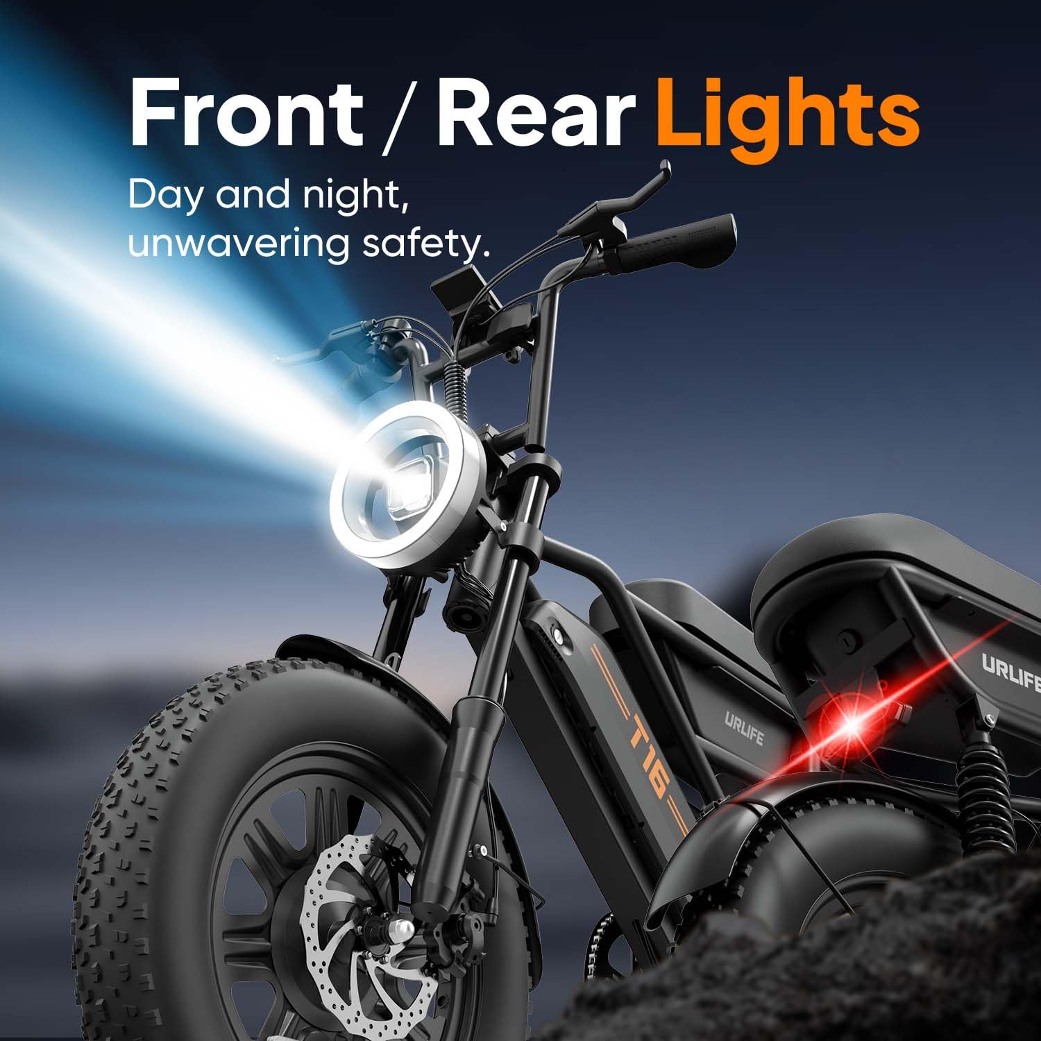 URLIFE E Bike 16" x 3.0, 48V 13Ah Herausnehmbarer Akku Elektrofahrrad, 250W Bürstenloser Motor, 100km Reichweite, E-Bike mit Doppelfederung, Elektrofahrräder für Jugendliche und Erwachsene