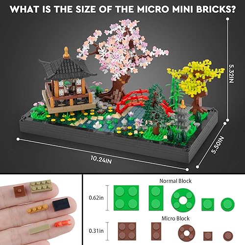 Miniatura 2 de Finger Rock Juego de construcción de árbol bonsái en flor de cerezo, jardines zen tranquilos japoneses creativos, flores y plantas de Sakura, modelo