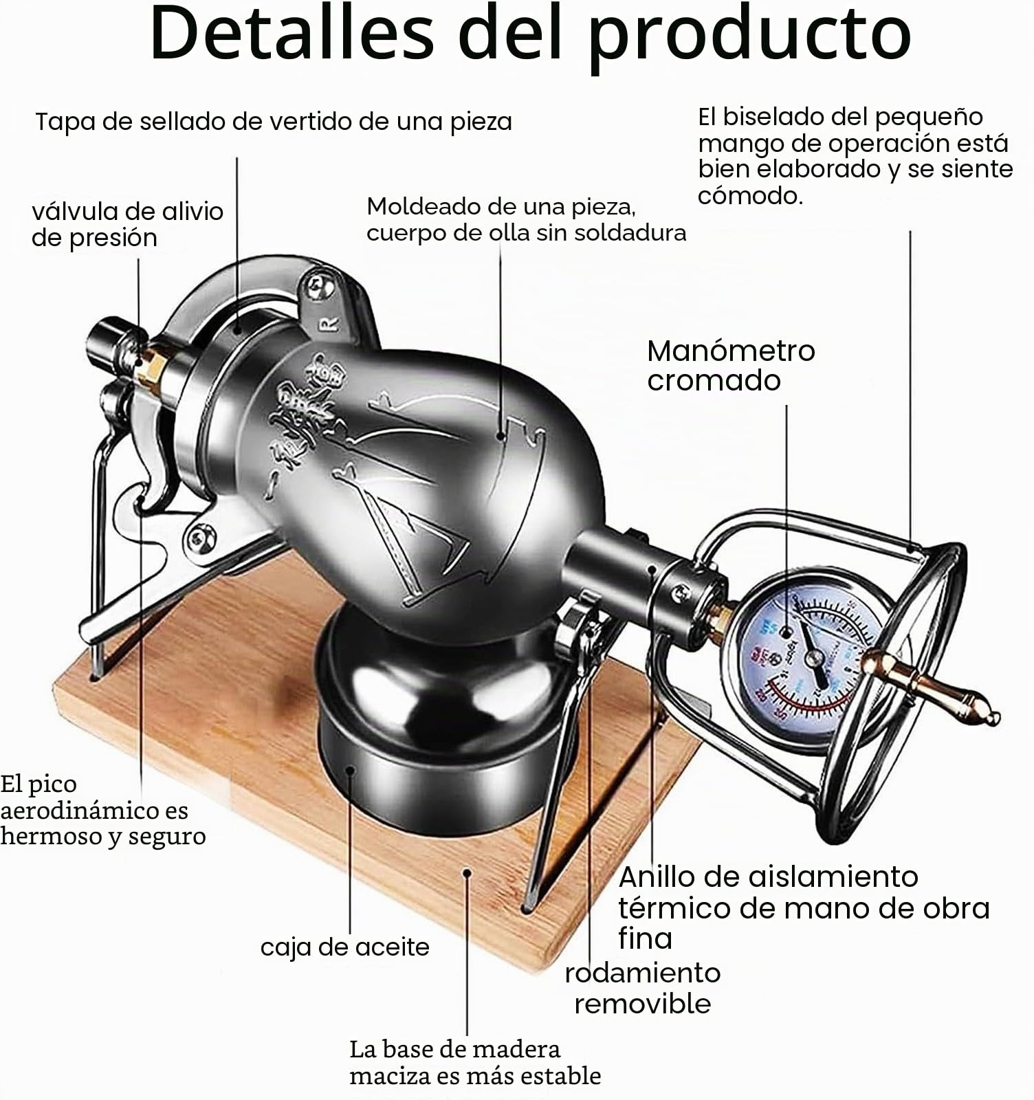 MáQuina Palomitas MaíZ Manual, MáQuina Palomitas MaíZ Alta PresióN, Palomitas MaíZ Tradicionales Chinas, Mini CañóN Palomitas MaíZ Acero Inoxidable(100ML)