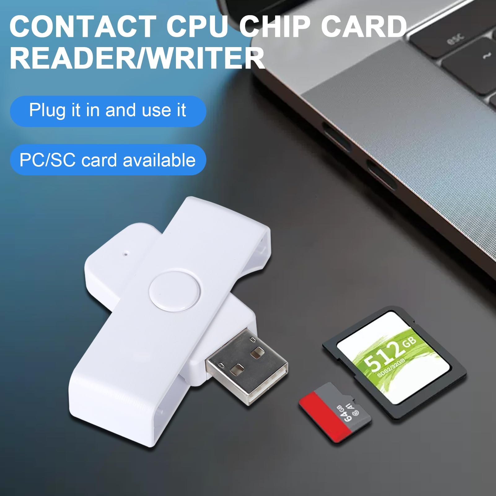 DEWIN Lector Tarjetas USB, ACR39U-N1 Lector y Grabador de Tarjetas IC Inteligentes PocketMate II USB para Firma Digital CNS CRS