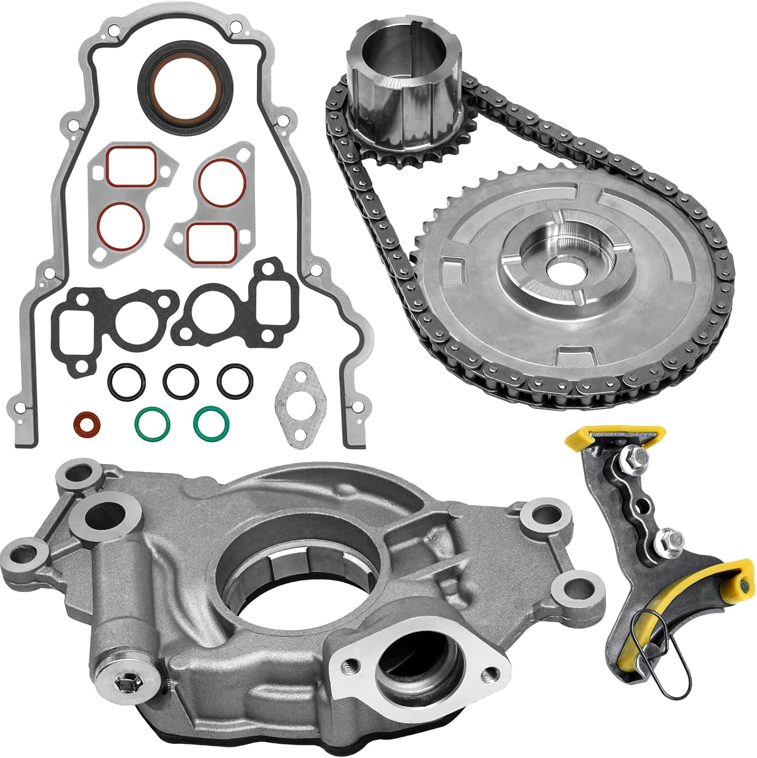 M295HV High Volume LS Oil Pump Timing Chain Kit with Gasket 5.3 6.0 for Chevy Silverado Tahoe Avalanche Suburban, for GMC Sierra Yukon, for Cadillac, for Buick 2007-2013 4.8L 5.3L 6.0L 6.2L Pump Chain