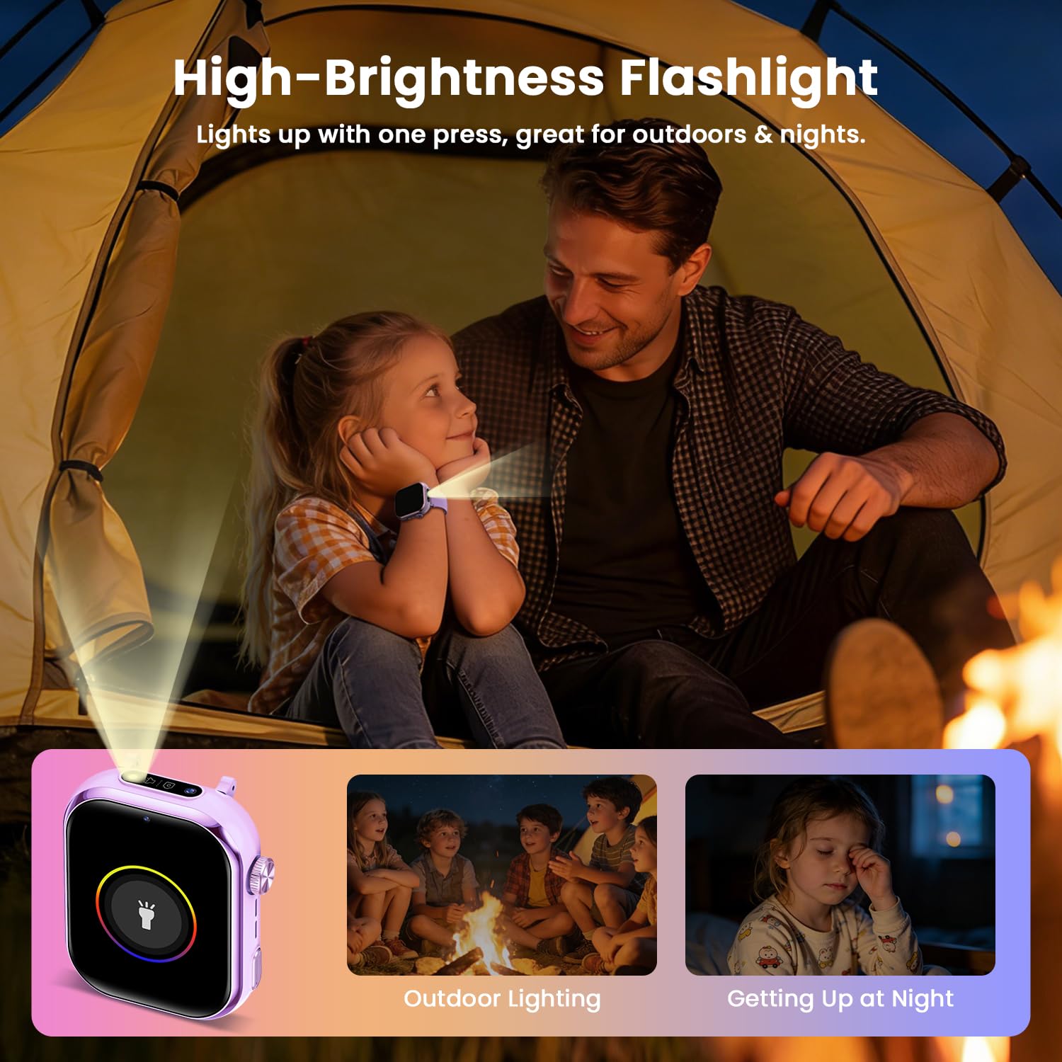 4G Montre Connectée Enfant avec GPS, Double Caméra, Appel Vidéo, SMS, Chat Vocal, SOS, Mode Classe, Réveil, Lampe Torche, IP68, Podomètre, Cadeau pour Garçons Filles, Violet - Garantie 3 Ans