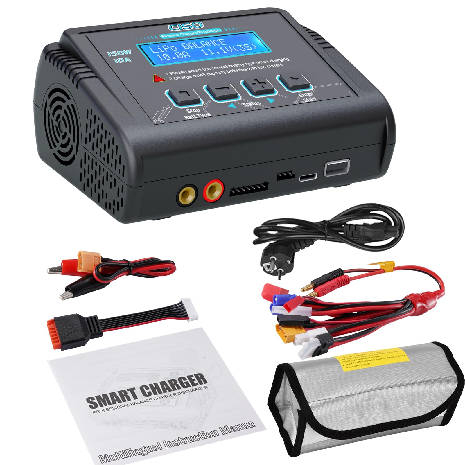 Haisito Cargador de Balance Descargador 150W 10A AC/DC Multifuncional para NiCd Li-Ion Life NiMH LiHV PB Batería Inteligente