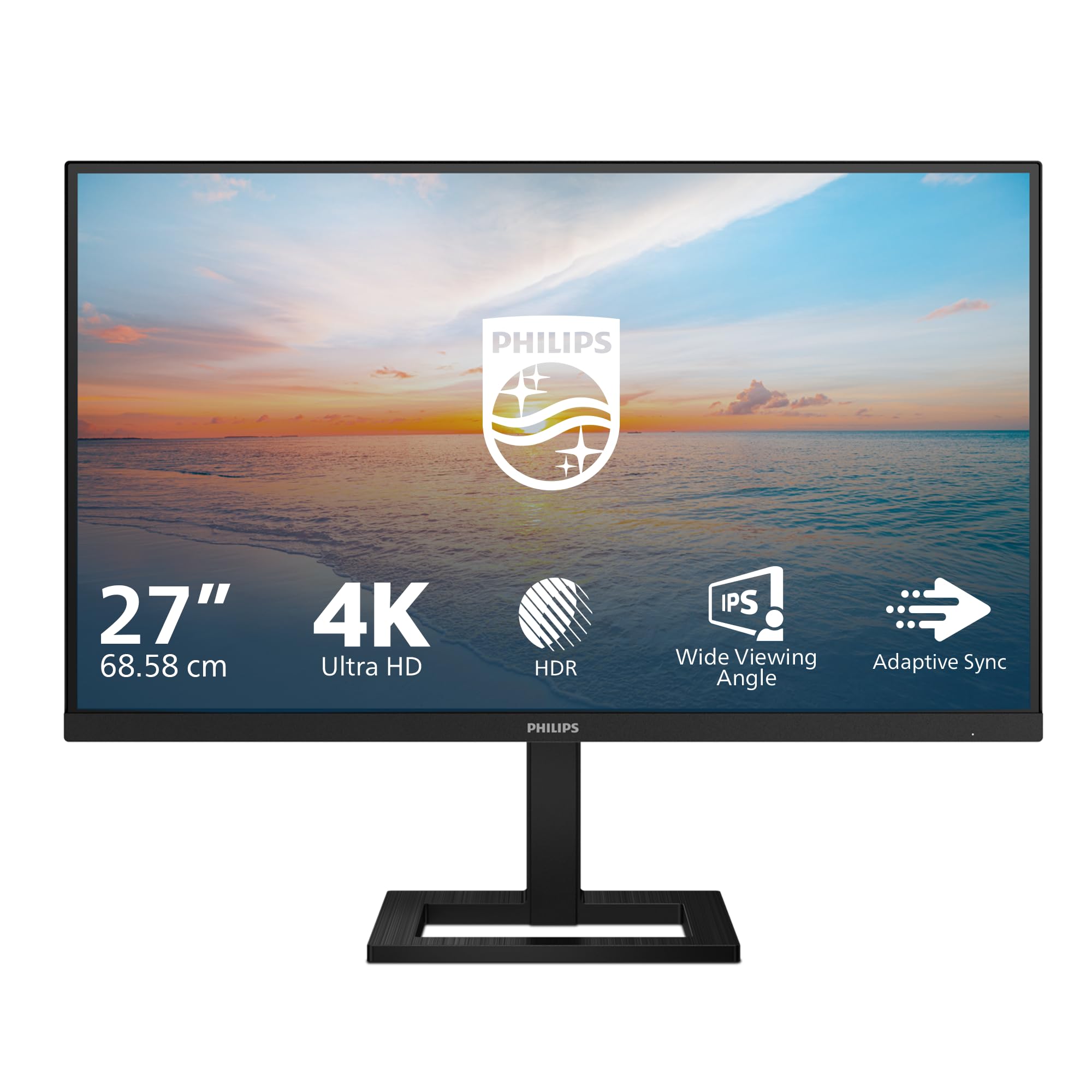 PHILIPS 27E1N1880AE 27 Zoll UHD Monitor, 60Hz, IPS Panel, 4ms GtG, Adaptive Sync, HDR10, Höhenverstellung,Lautsprecher,(3840x2160 HDMI 2X 2.0 DP 1x 1.4) Schwarz