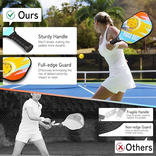 Miniatura 3 de Juego de 2 palas de pickleball con bolsa y entrenador para principiantes, raquetas ligeras de fibra de vidrio, núcleo de panal, equipo de cardio de