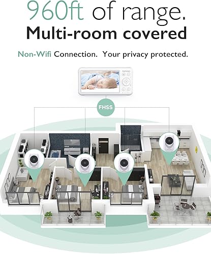 Miniatura 6 de Momcozy Monitor de video para bebés monitor de bebé HD 1080P de 5 pulgadas con cámara y audio visión nocturna infrarroja batería de 5000 mAh