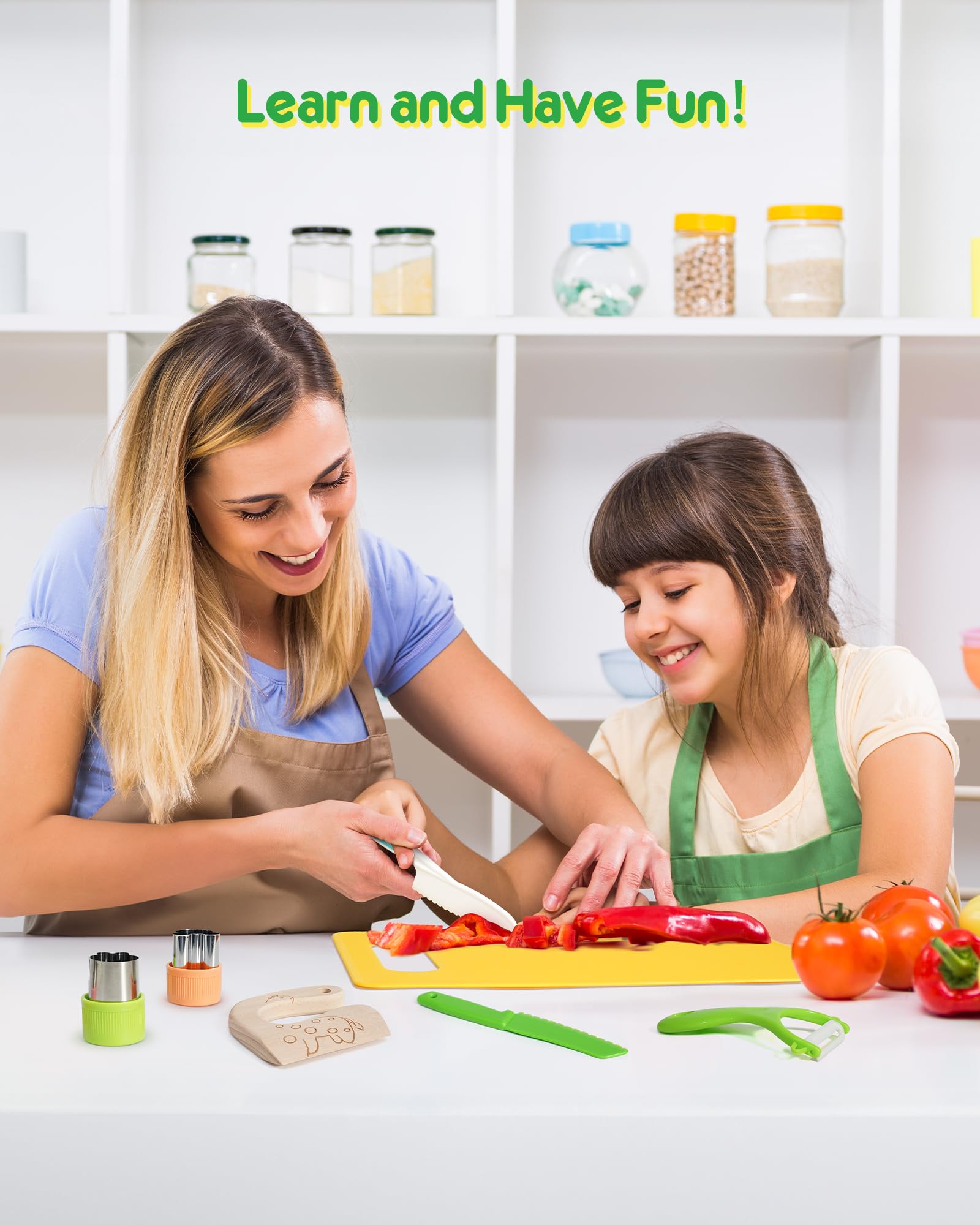 Zestaw noży dla dzieci, 11 szt. narzędzi kuchennych Montessori do prawdziwego gotowania, bez BPA, bezpieczny zestaw do gotowania i pieczenia z obieraczką, deska do krojenia do kanapek, chleba, warzyw