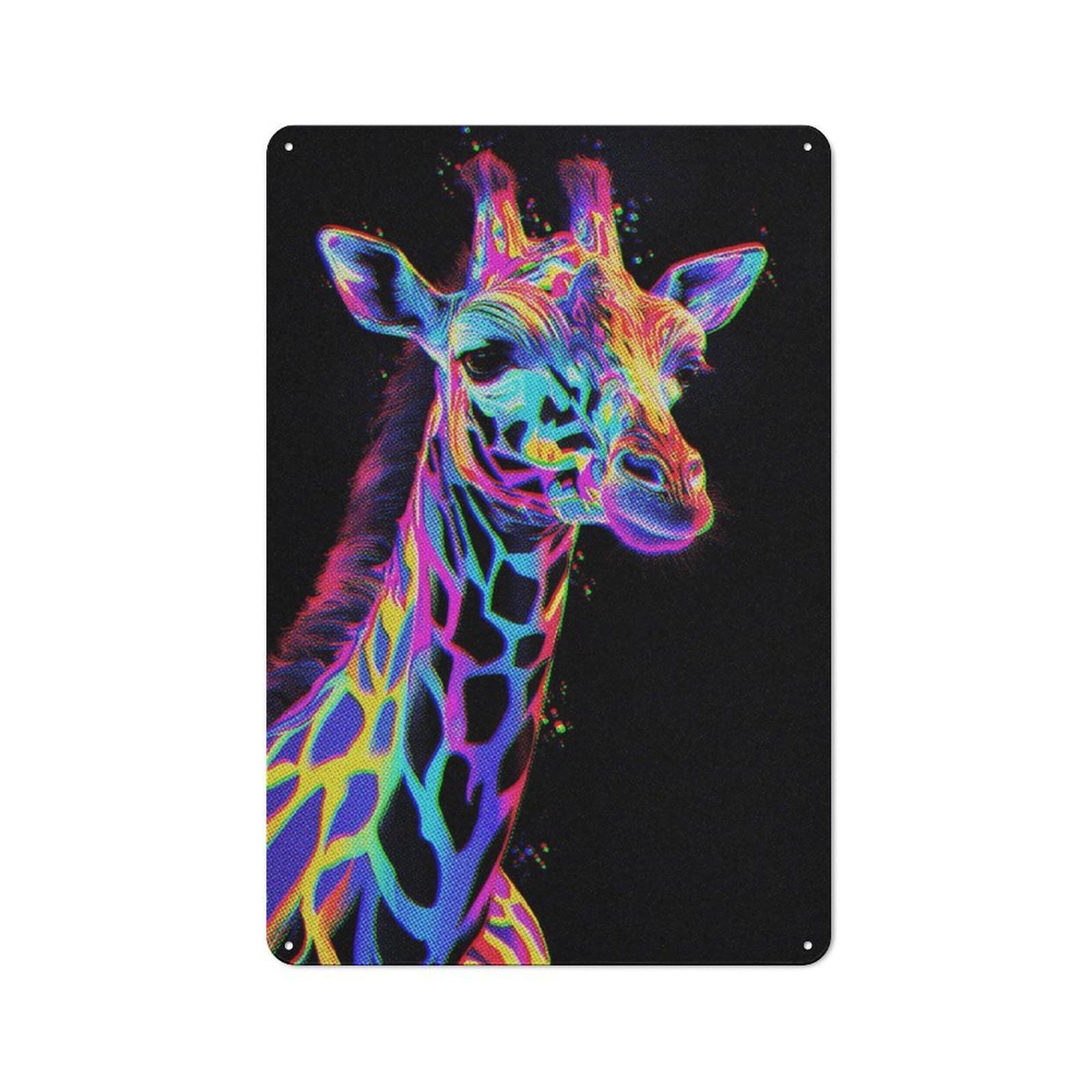 Junmoney Style-9 Neon Giraffe Wall Art Print Metal Sign 30X20cm, Vintage Bar Wall Plaque For Diner, Restaurant, Shed Or Kitchen