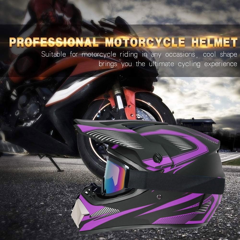 Casque de Motocross pour Adulte, Homologué Dot, pour Jeunes, Tout-Terrain, pour VTT, BMX, MX, VTT, avec Lunettes, Gants Et Masque