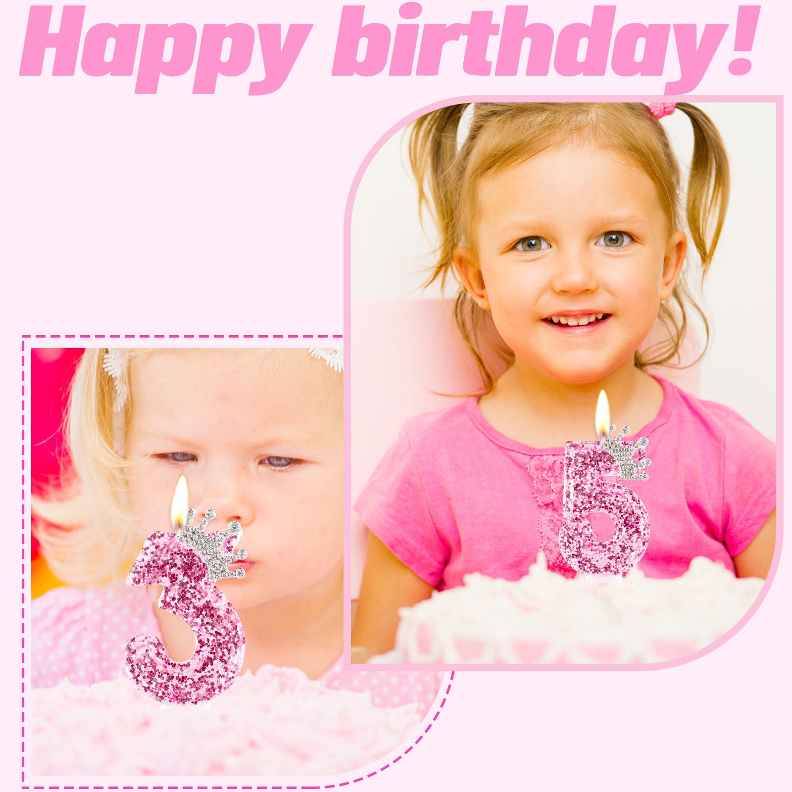Bougies d'anniversaire 40 ans couronne rose numéro 40 pour filles femmes