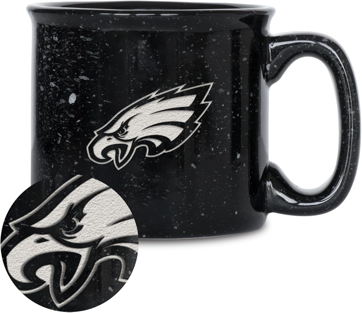 Rico Industries NFL Football Speckle 12oz Laser Engraved Campfire Ceramic Mug