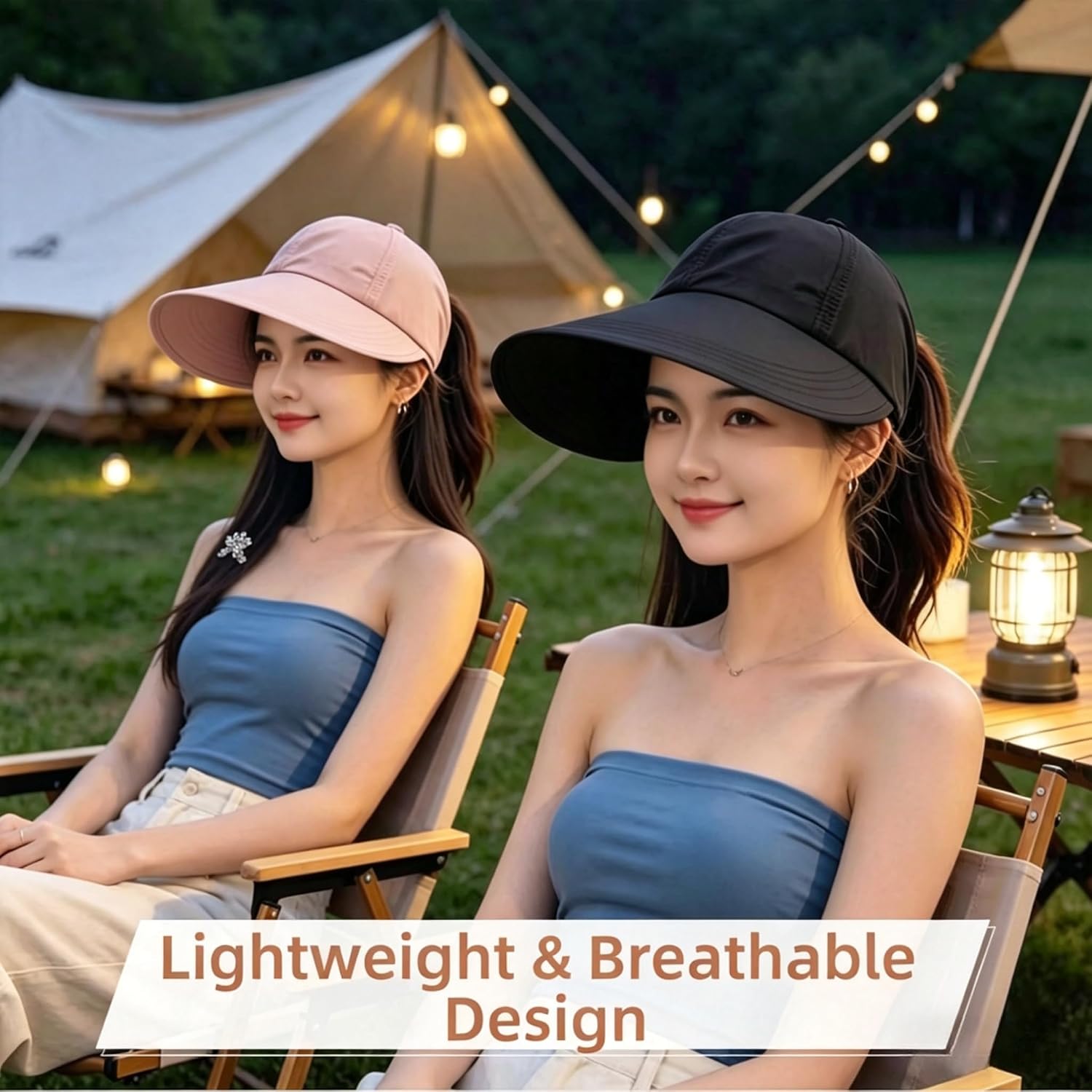 2 Pack UPF 50+ Sun Protection Baseball Hat for Men and Women, Lightweight Wide Brim Outdoor Adjustable Velcro Closure, Quick-Drying Waterproof Folding Unstructured Sport Cap (Black and Pink)
